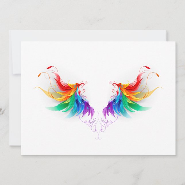 Fluffy Rainbow Wings Save The Date (Front)