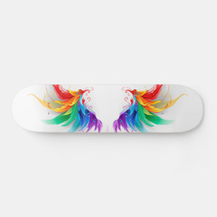 Fluffy Rainbow Wings Skateboard