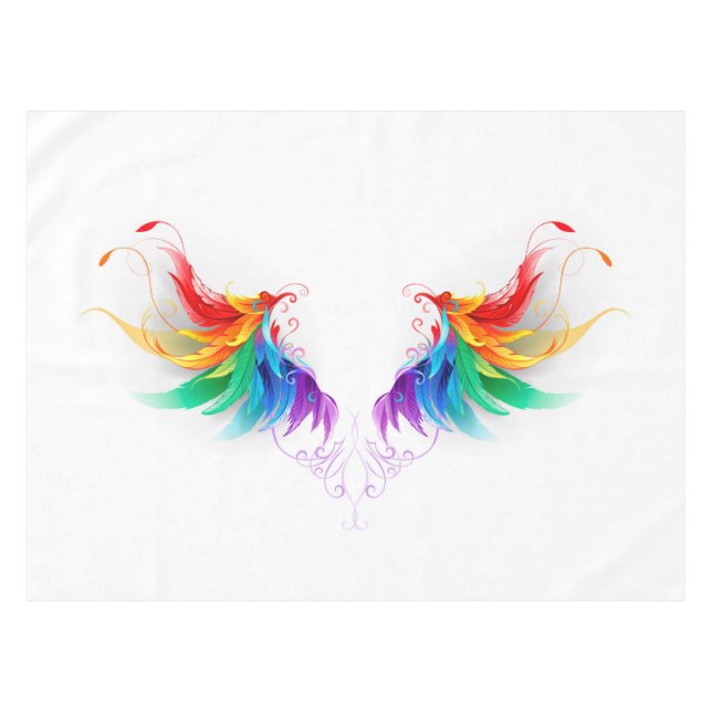 Fluffy Rainbow Wings Tablecloth (Front (Horizontal))