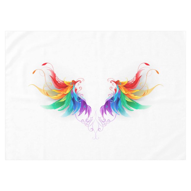 Fluffy Rainbow Wings Tablecloth (Front (Horizontal))