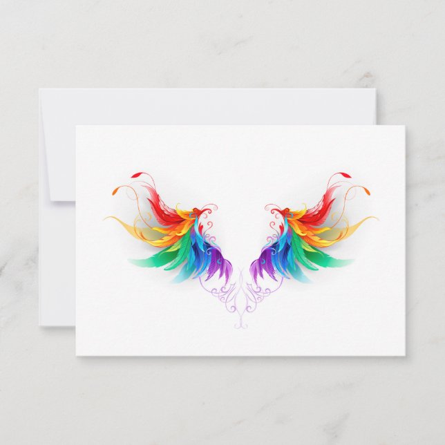 Fluffy Rainbow Wings Thank You Card (Front)