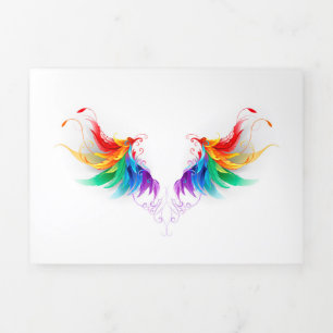 Fluffy Rainbow Wings Tri-Fold Holiday Card
