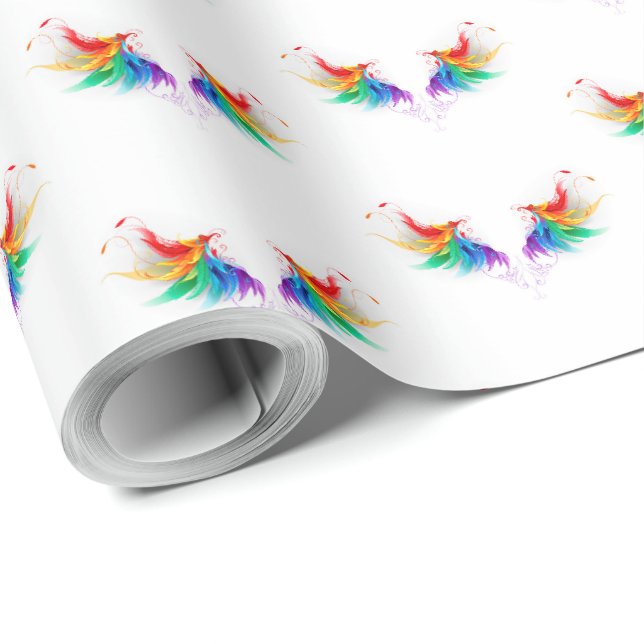 Fluffy Rainbow Wings Wrapping Paper (Roll Corner)