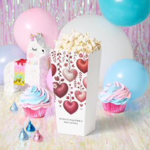 Fluffy Red Floral Heart Baby Shower Favour Box