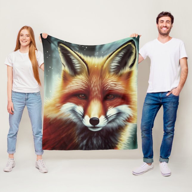 Fluffy Red Fox In Snow Fleece Blanket (In Situ)