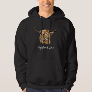 Fluffy Red Highland Cow Original Digital Art Hoodie