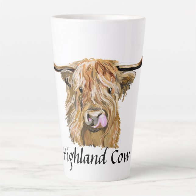 Fluffy Red Highland Cow Original Digital Art  Latte Mug (Front)