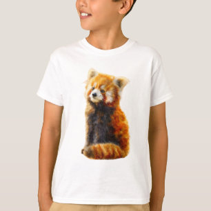 Fluffy Red Panda Watercolor Illustration Kids T-Shirt