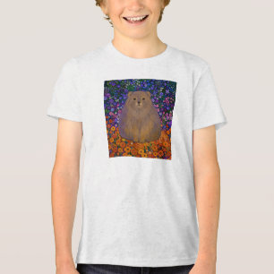 Fluffy Rock Hyrax Wildflower Garden Illustration Tri-Blend Shirt