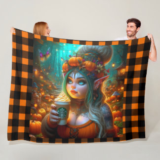 Fluffy Sassy Pumpkin Spice Gnome Fleece Blanket
