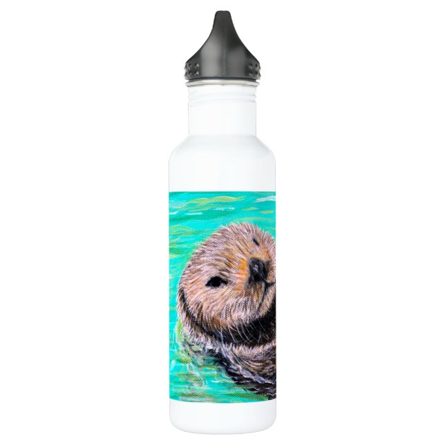 Fluffy Sea Otter Painting 710 Ml Water Bottle (Left)
