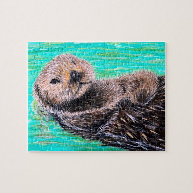 Fluffy Sea Otter Painting Jigsaw Puzzle (Horizontal)