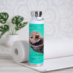 Fluffy Sea Otter Painting Water Bottle