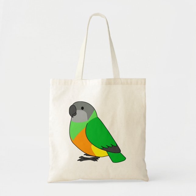 Fluffy senegal parrot cartoon drawing tote bag (Front)