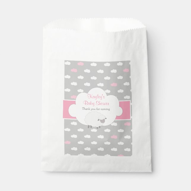 Fluffy Sheep Baby Shower Favour Bags (Pink) (Front)