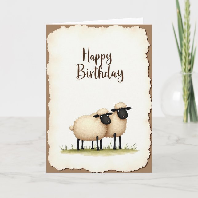 Fluffy Sheep Birthday Card (Front)