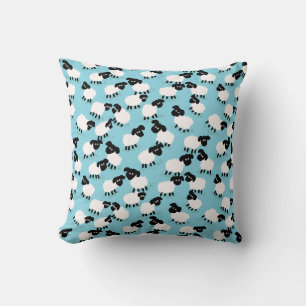 Fluffy Sheep on Baby Blue Cushion
