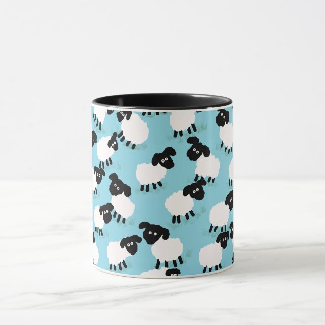 Fluffy Sheep On Baby Blue Mug (Center)