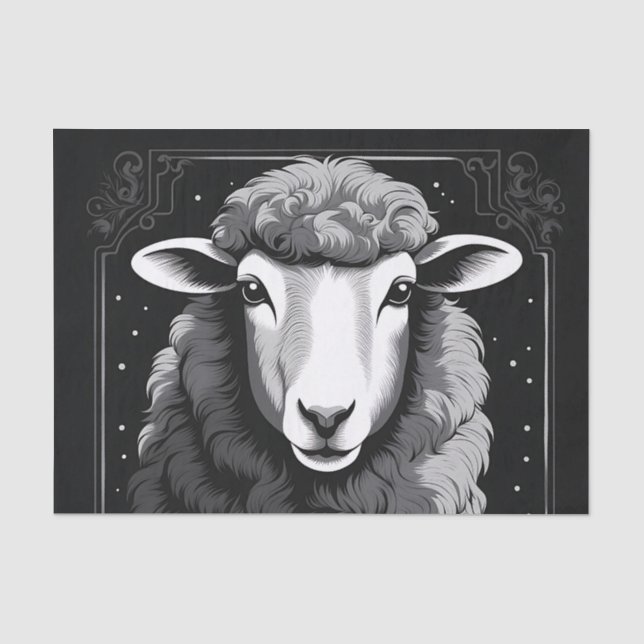 Fluffy Sheep Portrait Tissue Paper (Front)