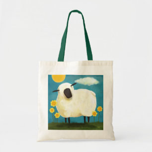 Fluffy Sheep & Yellow Flowers Tote Bag