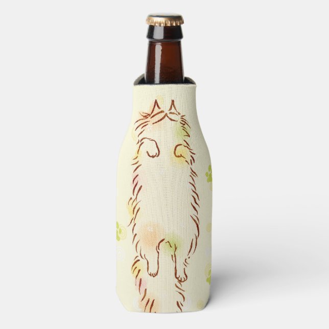 Fluffy Sleepy Cat Bottle Cooler (Bottle Front)