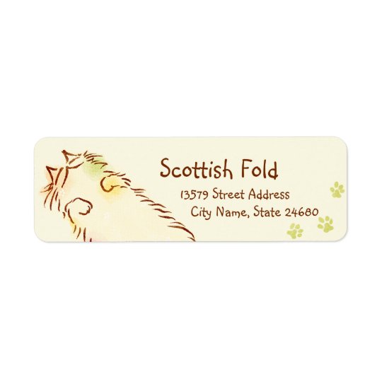 Fluffy Sleepy Cat Return Address Label