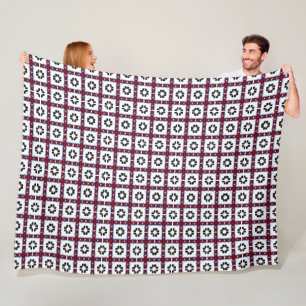 Fluffy Squares Floral Fleece Blanket
