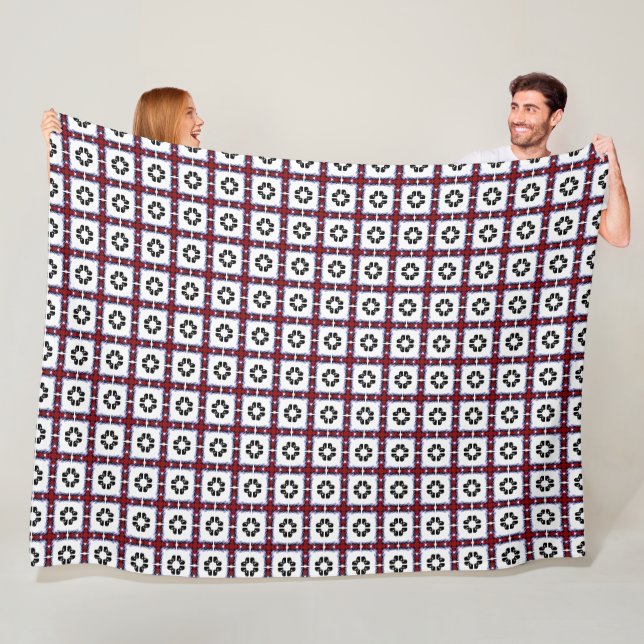 Fluffy Squares Floral Fleece Blanket (In Situ)