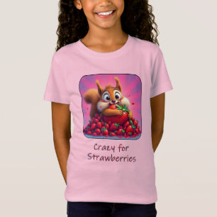 Fluffy Squirrel “Crazy for Strawberries”, funny T-Shirt