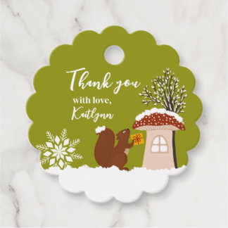 Fluffy Squirrel Gift Winter Baby Shower Gift  Favour Tags