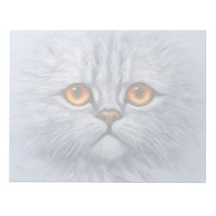 Fluffy Tabby Cat Kitten Face Light Grey Notepad