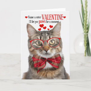 Fluffy Tabby Cat Valentine's Day Feline Humour Holiday Card
