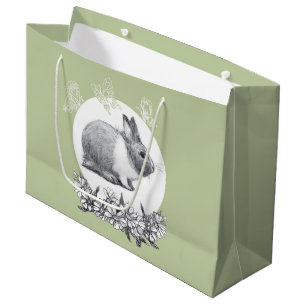 Fluffy the rabbit. Pencil drawing Large Gift Bag