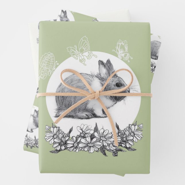   Fluffy the rabbit Wrapping Paper Sheet (In situ)