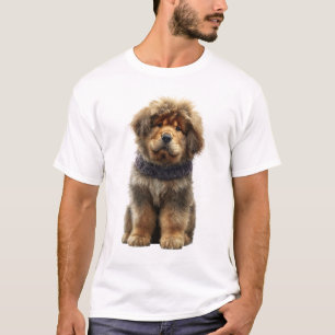 Fluffy Tibetan Mastiff Puppy Illustration T-Shirt