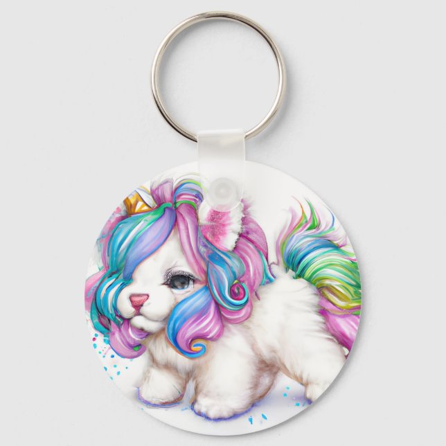 Fluffy Unicorn Puppy  Key Ring (Front)
