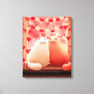 Fluffy Valentine's Cats Canvas Print