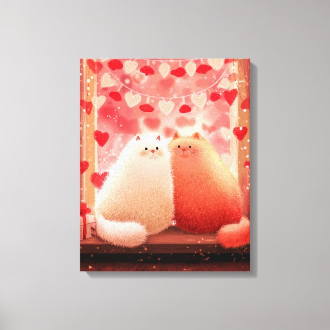 Fluffy Valentine's Cats Canvas Print (Front)