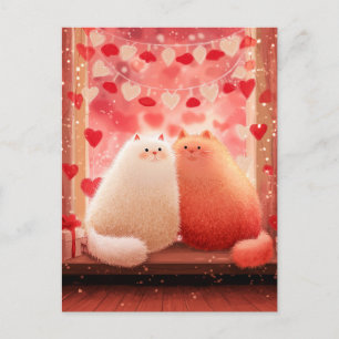 Fluffy Valentine's Cats Postcard