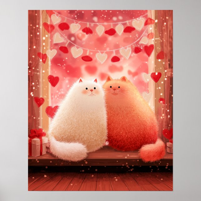 Fluffy Valentine's Cats Poster (Front)