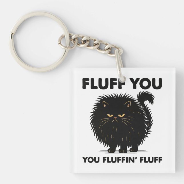Fluffy Voluminous Cat Life Kitty Style  Key Ring (Front)