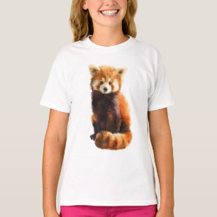 Fluffy Watercolor Red Panda Kids T-Shirt
