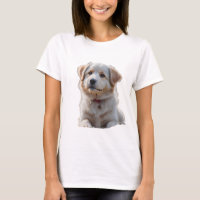 Fluffy White and Tan Puppy Portrait