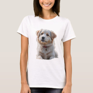 Fluffy White and Tan Puppy Portrait T-Shirt