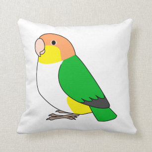 Fluffy white-bellied caique parrot cartoon drawing cushion