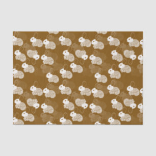 Fluffy White Bunnies on Brown Tissue Paper
