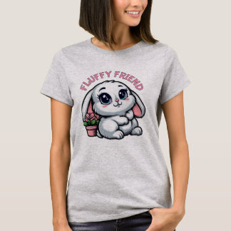 Fluffy White Bunny with Plant Pot T-Shirt