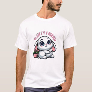 Fluffy White Bunny with Plant Pot T-Shirt