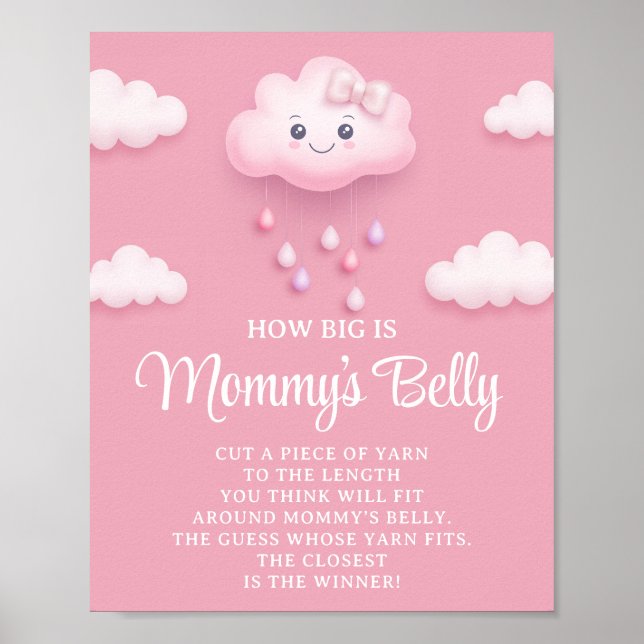 Fluffy white cloud nine How big Mummy's belly game Poster (Front)