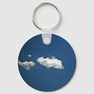 Fluffy white cloud on deep blue sky key ring